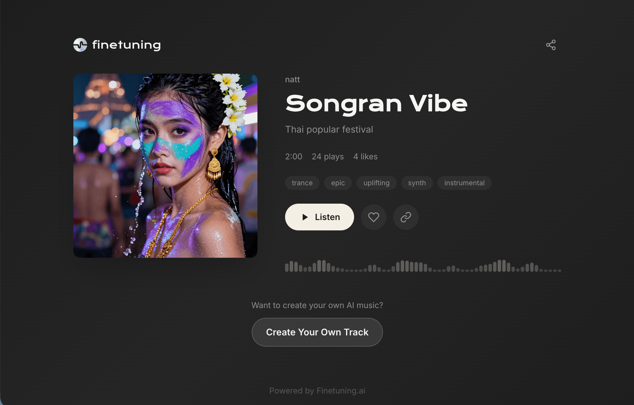 Public share page using the default Midnight theme, no logo or bio